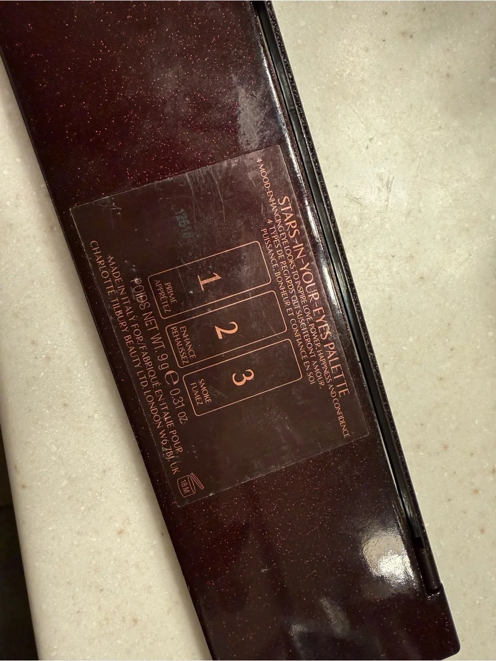 Deep Burgundy Shimmer Rectangular Makeup Palette Stars In Your Eyes